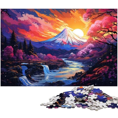 1000 teiliges Puzzle farbenfrohes Mount Fuji Puzzle für Erwachsene Holzpuzzle anspruchsvolles Spiel 1000 Teile (75 x 50 cm) von zouxangzz