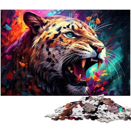 1000 teiliges Puzzle farbenfrohes Puzzle mit bösem Tiger für Kinder Holzpuzzle Lernspiele für Erwachsene 1000 Teile (75 x 50 cm) von zouxangzz