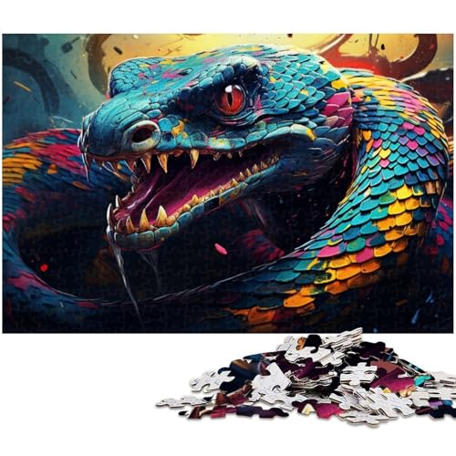 1000 teiliges Puzzle farbenfrohes Schlangen Kunstpuzzle für Erwachsene Holzpuzzle anspruchsvolles Spiel (Größe 75 x 50 cm) von zouxangzz