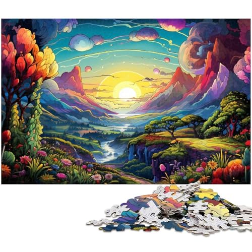 1000 teiliges Puzzle farbenfrohes Sonnenuntergangs Dschungel Puzzle für Kinder Papierpuzzle Lernspiele für Erwachsene 1000 Teile (38 x 26 cm) von zouxangzz