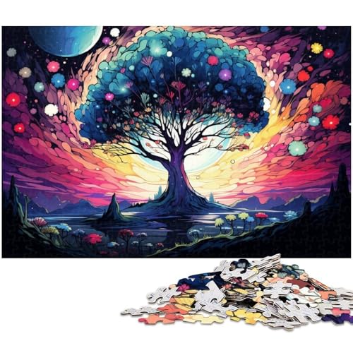 1000 teiliges Puzzle farbenfrohes Sternenhimmel Baum Puzzle für Erwachsene Papierpuzzle für Sommerliebhaber 1000 Teile (38 x 26 cm) von zouxangzz