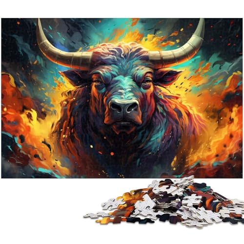 1000 teiliges Puzzle farbenfrohes blaues Kuh Kunst Puzzle für Erwachsene Holzpuzzle für Sommerliebhaber 1000 PCS (75 x 50 cm) von zouxangzz