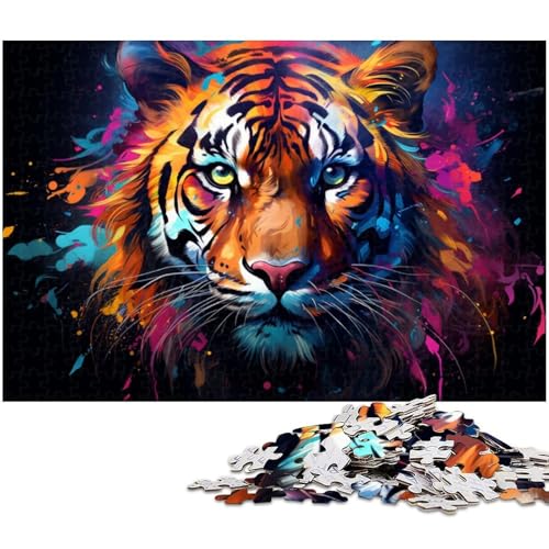1000 teiliges Puzzle farbenfrohes künstlerisches Tiger Puzzle für Erwachsene Holzpuzzle Familiendekoration 1000 PCS (75 x 50 cm) von zouxangzz