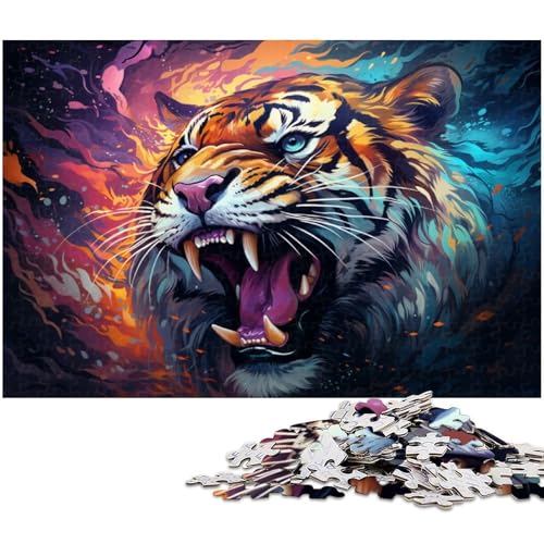 1000 teiliges Puzzle farbenfrohes künstlerisches Tiger Puzzle für Erwachsene Holzpuzzle anspruchsvolles Spiel 1000 Teile (75 x 50 cm) von zouxangzz