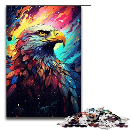 1000 teiliges Puzzle farbenfrohes psychedelisches Adler Kunst Puzzle für Erwachsene Holzpuzzle anspruchsvolles Spiel 75 x 50 cm von zouxangzz