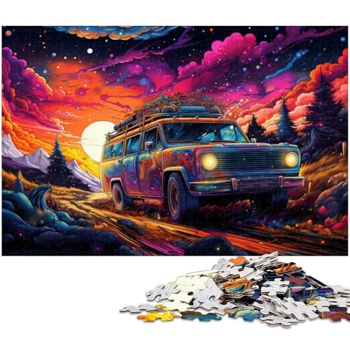 1000 teiliges Puzzle farbenfrohes psychedelisches Auto Puzzle für Erwachsene Papierpuzzle anspruchsvolles Spiel 1000 Teile (38 x 26 cm) von zouxangzz