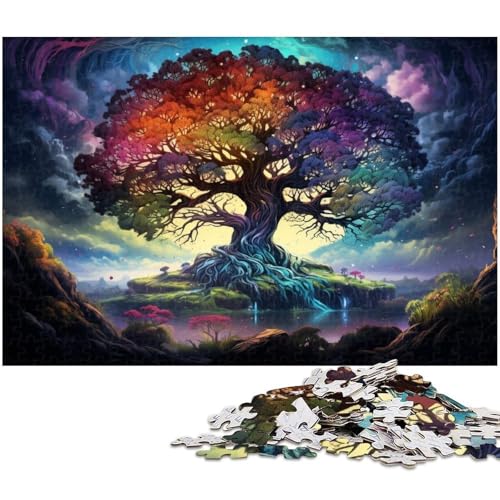 1000 teiliges Puzzle farbenfrohes psychedelisches Baum und Planetenpuzzle für Erwachsene Papierpuzzle anspruchsvolles Spiel 1000 Teile (38 x 26 cm) von zouxangzz
