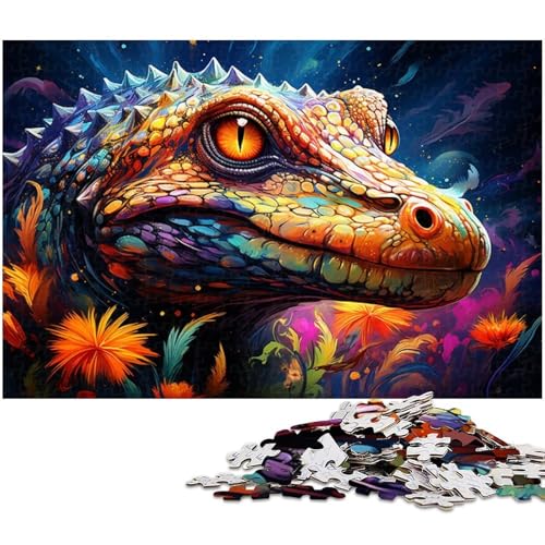 1000 teiliges Puzzle farbenfrohes psychedelisches Eidechsen Puzzle für Erwachsene Holzpuzzle anspruchsvolles Spiel 1000 Teile (75 x 50 cm) von zouxangzz