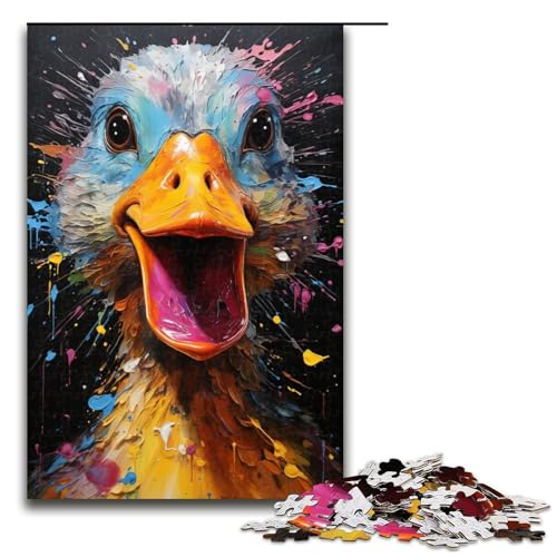 1000 teiliges Puzzle farbenfrohes psychedelisches Ententier Puzzle für Erwachsene Holzpuzzle anspruchsvolles Spiel 75 x 50 cm von zouxangzz