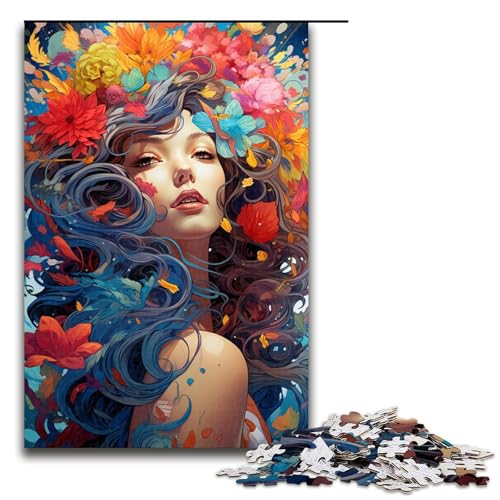1000 teiliges Puzzle farbenfrohes psychedelisches Fantasy Anime Mädchen Puzzle für Erwachsene und Kinder Holzpuzzle pädagogisches Spielzeug zum Stressabbau 75 x 50 cm von zouxangzz