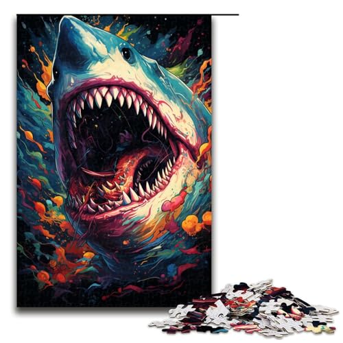 1000 teiliges Puzzle farbenfrohes psychedelisches Haitier Puzzle für Erwachsene und Kinder Holzpuzzle pädagogisches Spielzeug zum Stressabbau 75 x 50 cm von zouxangzz