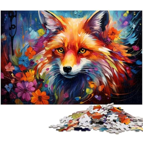 1000 teiliges Puzzle farbenfrohes psychedelisches Kunst Fuchs Puzzle Holzpuzzle Lernspiele Heimdekoration 1000 Teile (75 x 50 cm) von zouxangzz