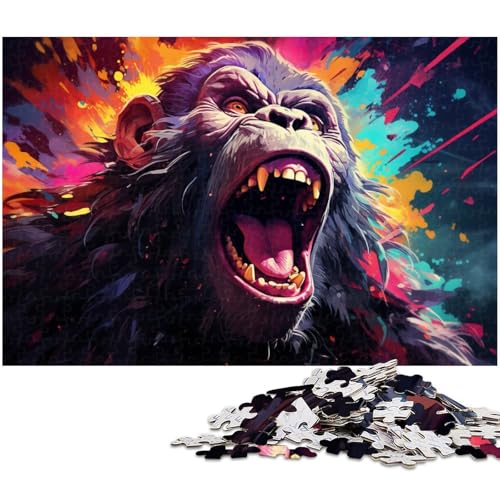 1000 teiliges Puzzle farbenfrohes psychedelisches Kunst Piloten Affen Puzzle für Erwachsene Holzpuzzle anspruchsvolles Spiel 1000 Teile (75 x 50 cm) von zouxangzz