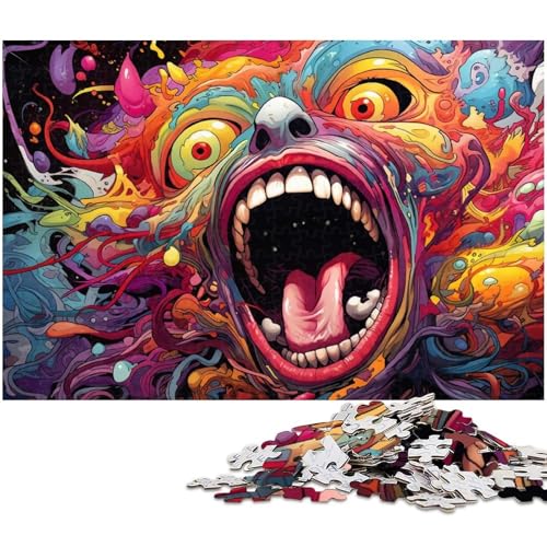 1000 teiliges Puzzle farbenfrohes psychedelisches Kunstmonster Puzzle für Erwachsene Papierpuzzle anspruchsvolles Spiel 1000 Teile (38 x 26 cm) von zouxangzz