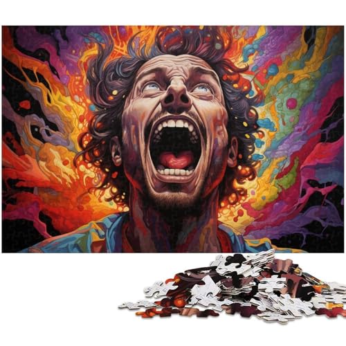 1000 teiliges Puzzle farbenfrohes psychedelisches Kunstpuzzle für Erwachsene Holzpuzzle anspruchsvolles Spiel 1000 Teile (75 x 50 cm) von zouxangzz