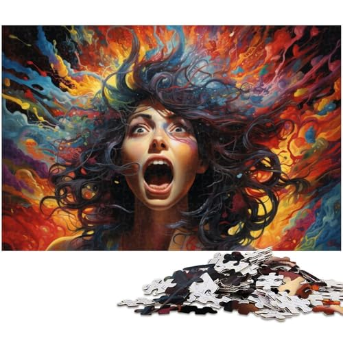 1000 teiliges Puzzle farbenfrohes psychedelisches Kunstpuzzle für Erwachsene Holzpuzzle anspruchsvolles Spiel 1000 Teile (75 x 50 cm) von zouxangzz