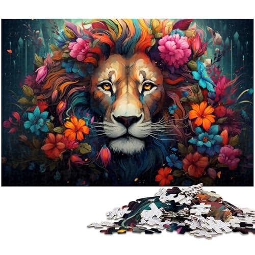 1000 teiliges Puzzle farbenfrohes psychedelisches Löwen Puzzle für Kinder Holzpuzzle Lernspiele für Erwachsene 1000 Teile (75 x 50 cm) von zouxangzz