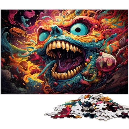 1000 teiliges Puzzle farbenfrohes psychedelisches Monster Puzzle für Kinder Papierpuzzle Lernspiele für Erwachsene 1000 Teile (38 x 26 cm) von zouxangzz