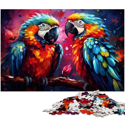 1000 teiliges Puzzle farbenfrohes psychedelisches Papageien Puzzle für Erwachsene Papierpuzzle Familiendekoration 1000 PCS (38 x 26 cm) von zouxangzz
