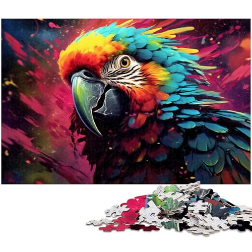 1000 teiliges Puzzle farbenfrohes psychedelisches Papageien Puzzle für Kinder Papierpuzzle Lernspiele für Erwachsene 1000 Teile (38 x 26 cm) von zouxangzz