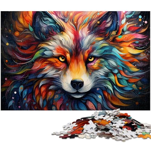 1000 teiliges Puzzle farbenfrohes psychedelisches Polarfuchs Puzzle für Erwachsene Holzpuzzle anspruchsvolles Spiel 1000 Teile (75 x 50 cm) von zouxangzz