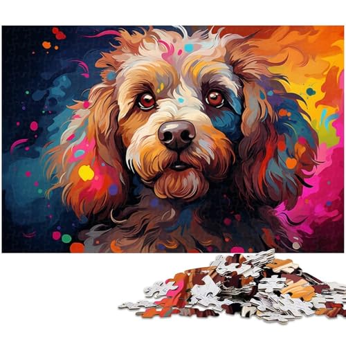 1000 teiliges Puzzle farbenfrohes psychedelisches Pudel Puzzle für Erwachsene Holzpuzzle tolle Geschenke zu Weihnachten 1000 Teile (75 x 50 cm) von zouxangzz