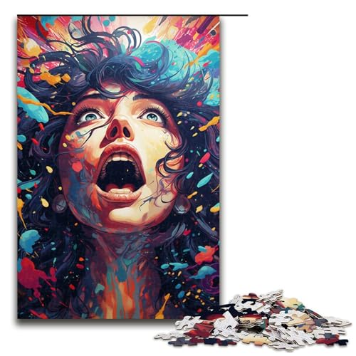 1000 teiliges Puzzle farbenfrohes psychedelisches Puzzle für Erwachsene Holzpuzzle anspruchsvolles Spiel 75 x 50 cm von zouxangzz