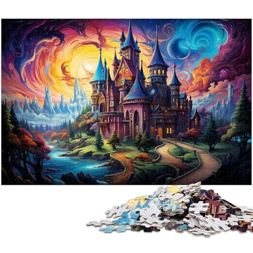 1000 teiliges Puzzle farbenfrohes psychedelisches Schloss Puzzle für Erwachsene Holzpuzzle anspruchsvolles Spiel 1000 Teile (75 x 50 cm) von zouxangzz