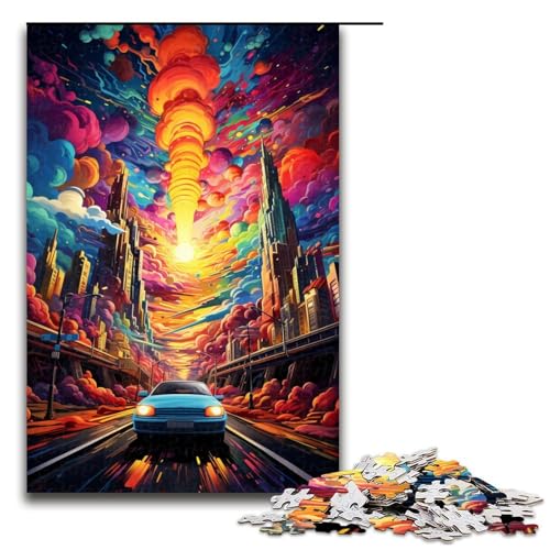 1000 teiliges Puzzle farbenfrohes psychedelisches Stadtbild futuristische Autos Puzzle für Erwachsene und Kinder Holzpuzzle pädagogisches Spielzeug zum Stressabbau 75 x 50 cm 1000 teiliges Puzzle farbenfrohes psychedelisches Stadtbild futuristische Autos Puzzle für Erwachsene und Kinder Holzpuzzle pädagogisches Spielzeug zum Stressabbau 75 x 50 cm von zouxangzz