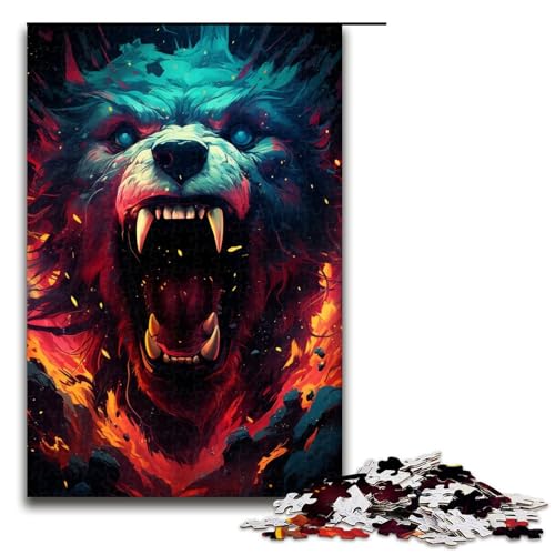 1000 teiliges Puzzle farbenfrohes psychedelisches Tier Bären Puzzle für Erwachsene Holzpuzzle anspruchsvolles Spiel 75 x 50 cm von zouxangzz