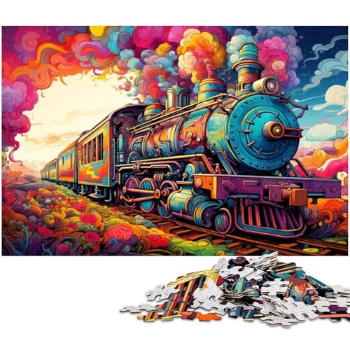 1000 teiliges Puzzle farbenfrohes psychedelisches Zugpuzzle für Erwachsene Papierpuzzle anspruchsvolles Spiel 1000 Teile (38 x 26 cm) von zouxangzz