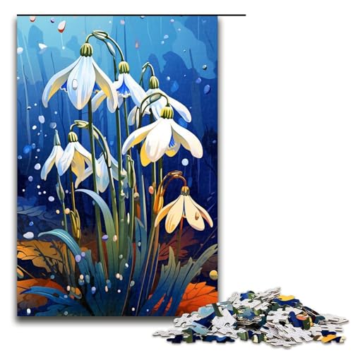 1000 teiliges Puzzle farbenfrohes psychedelisches blaues Schneeglöckchen Puzzle für Erwachsene Holzpuzzle anspruchsvolles Spiel 75 x 50 cm von zouxangzz