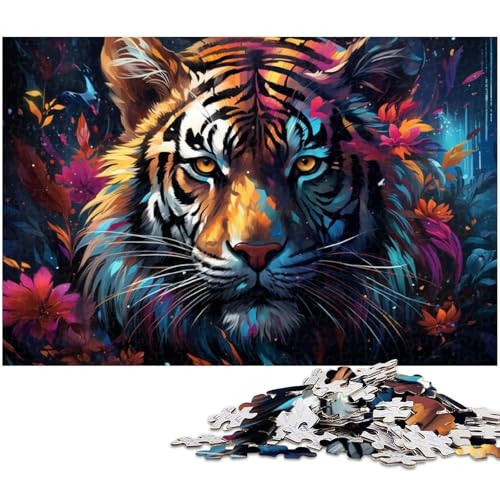 1000 teiliges Puzzle farbenfrohes schönes Tiger Puzzle für Erwachsene Papierpuzzle anspruchsvolles Spiel 1000 Teile (38 x 26 cm) von zouxangzz