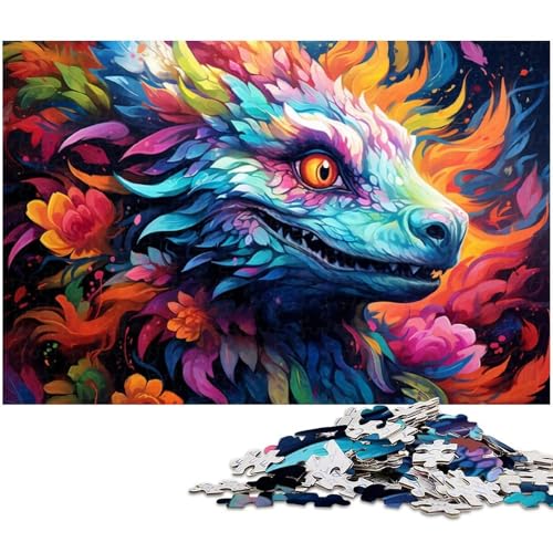 1000 teiliges Puzzle farbenfrohes süßes Dinosaurier Puzzle für Erwachsene und Kinder Papierpuzzle tolles Geschenk für Erwachsene 1000 Teile (38 x 26 cm) von zouxangzz