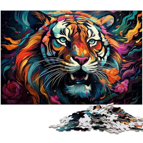 1000 teiliges Puzzle farbenfrohes wütendes Tiger Puzzle für Erwachsene Papierpuzzle anspruchsvolles Spiel 1000 Teile (38 x 26 cm) von zouxangzz