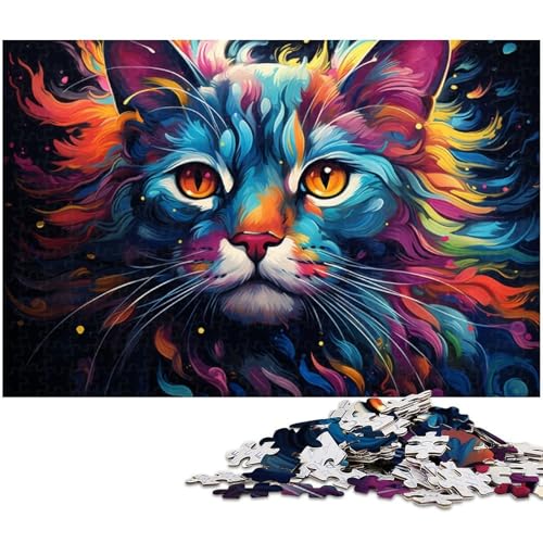 1000 teiliges Puzzle farbige Katzen Puzzles für Erwachsene Holzpuzzle für Sommerliebhaber 1000 Teile (75 x 50 cm) von zouxangzz