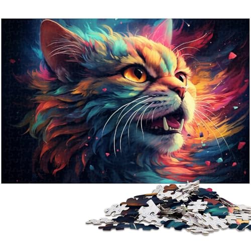 1000 teiliges Puzzle farbiges Fantasie Katzen Puzzle für Erwachsene Holzpuzzle anspruchsvolles Spiel 1000 Teile (75 x 50 cm) von zouxangzz