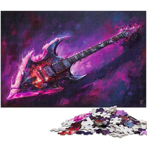 1000 teiliges Puzzle farbiges Gitarrenpuzzle für Erwachsene Holzpuzzle anspruchsvolles Spiel (Größe 75 x 50 cm) von zouxangzz