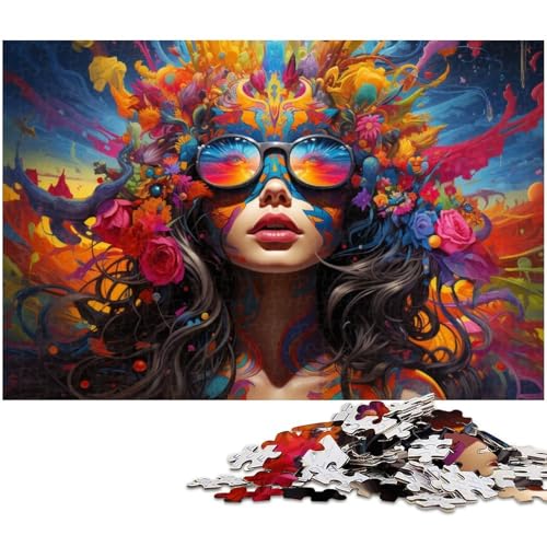 1000 teiliges Puzzle farbiges Neon Frauen Puzzle für Kinder Holzpuzzle Lernspiele für Erwachsene 1000 Teile (75 x 50 cm) von zouxangzz