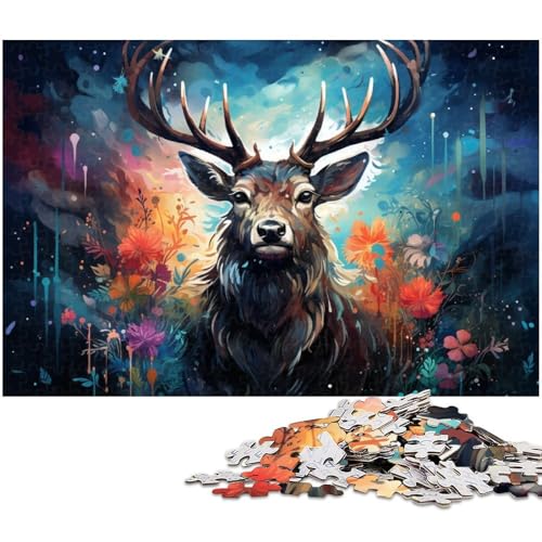 1000 teiliges Puzzle farbiges Sikahirsch Puzzle Holzpuzzle Lernspiele Heimdekoration 1000 Teile (75 x 50 cm) von zouxangzz