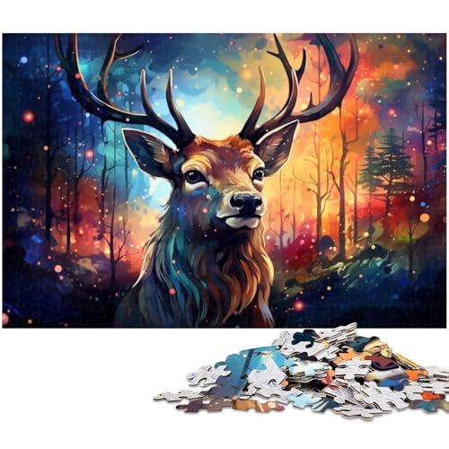 1000 teiliges Puzzle farbiges Sikahirsch Puzzle für Erwachsene Holzpuzzle Familiendekoration 1000 Teile (75 x 50 cm) von zouxangzz