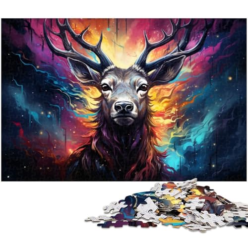1000 teiliges Puzzle farbiges Sikahirsch Puzzle für Erwachsene Holzpuzzle für Sommerliebhaber 1000 Teile (75 x 50 cm) von zouxangzz