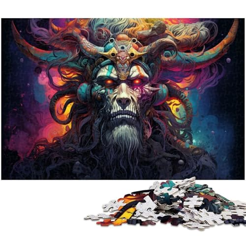 1000 teiliges Puzzle farbiges Ziegenkrieger Puzzle für Erwachsene Holzpuzzle anspruchsvolles Spiel 1000 Teile (75 x 50 cm) von zouxangzz
