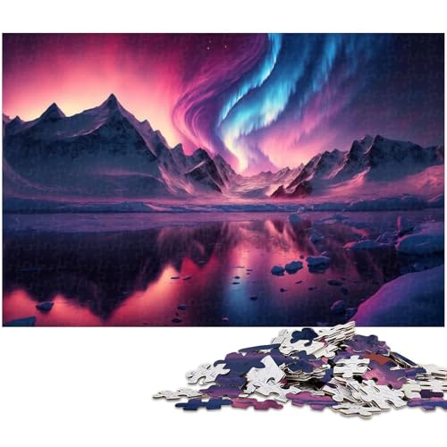 1000 teiliges Puzzle für Erwachsene „Purple_Aurora_Borealis_ Puzzle aus Holz Lernspielzeug (Größe 75 x 50 cm) von zouxangzz