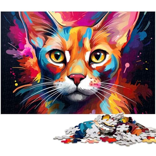 1000 teiliges Puzzle für Erwachsene Abessinierkatze Puzzle für Kinder Holzpuzzle Lernspiel für Erwachsene 1000 Teile (75 x 50 cm) von zouxangzz