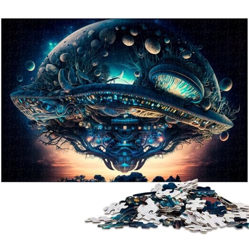 1000 teiliges Puzzle für Erwachsene Alien Raumschiff über Spielzeug Denkspiel anspruchsvolles Puzzlespiel und Familienspiel (Größe 75 x 50 cm) von zouxangzz