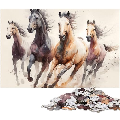 1000 teiliges Puzzle für Erwachsene Aquarell Pferdespielzeug Denkspiel anspruchsvolles Puzzlespiel und Familienspiel (Größe 75 x 50 cm) von zouxangzz