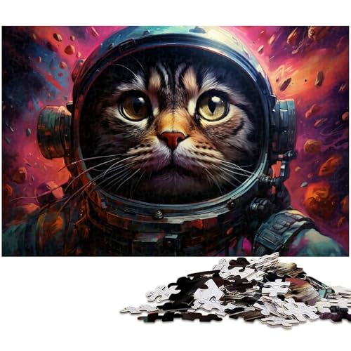1000 teiliges Puzzle für Erwachsene Astronaut_Cat Puzzles für Erwachsene und Kinder Holzpuzzle tolles Geschenk 1000 Teile (75 x 50 cm) von zouxangzz