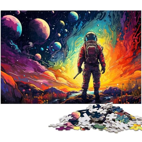 1000 teiliges Puzzle für Erwachsene Astronaut Steht auf farbenfroher Galaxie Puzzles für Erwachsene und Kinder Holzpuzzle tolles Geschenk 1000 Teile (75 x 50 cm) von zouxangzz