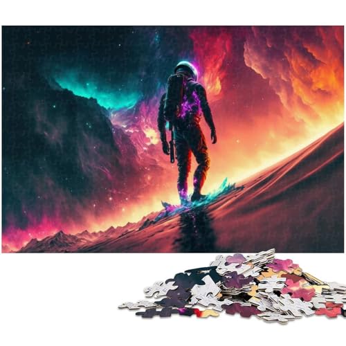 1000 teiliges Puzzle für Erwachsene Astronaut Surft auf dem Stern Puzzle als Geschenk Familienspiel Stressabbau schwieriges Herausforderungspuzzle (Größe 75 x 50 cm) von zouxangzz